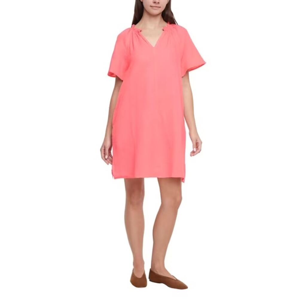 Gap Gauze Pop-Over Pink Cotton Dress with Pockets Swim Coverup Women’s M NWT